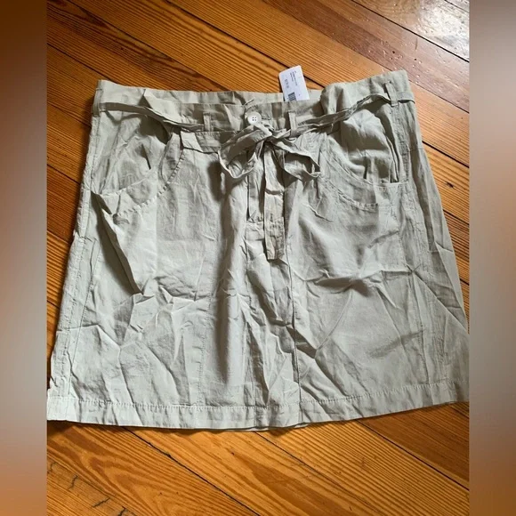 NWT! James Perse Belted Silk/Cotton Knee Skirt Size 4 - Picture 1 of 13